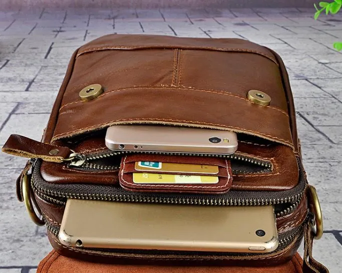 Cool Vintage Leather Mens Small Side Bag Messenger Bag Shoulder Bags for Men