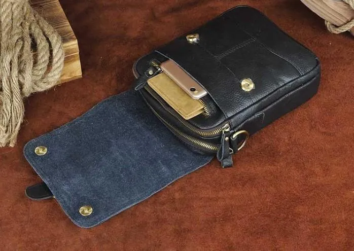 Cool Vintage Leather Mens Small Side Bag Messenger Bag Shoulder Bags for Men