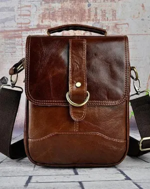 Cool Vintage Leather Mens Small Side Bag Messenger Bag Shoulder Bags for Men