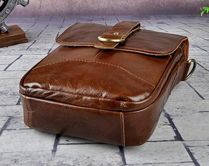 Cool Vintage Leather Mens Small Side Bag Messenger Bag Shoulder Bags for Men
