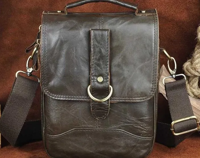 Cool Vintage Leather Mens Small Side Bag Messenger Bag Shoulder Bags for Men