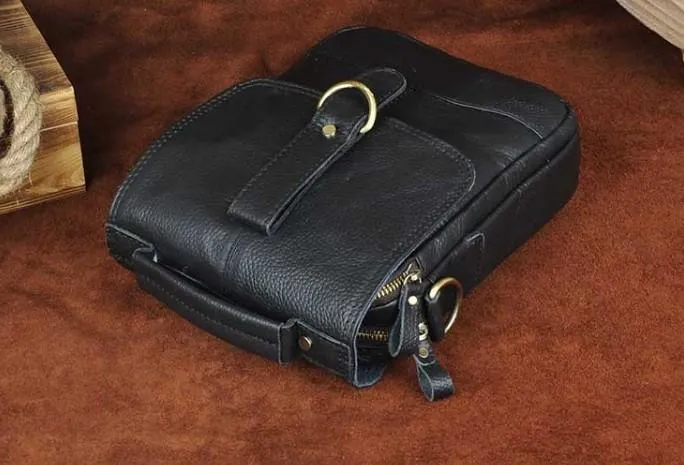 Cool Vintage Leather Mens Small Side Bag Messenger Bag Shoulder Bags for Men