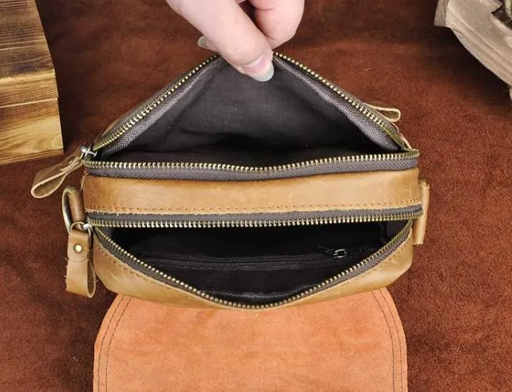 Cool Vintage Leather Mens Small Side Bag Messenger Bag Shoulder Bags for Men