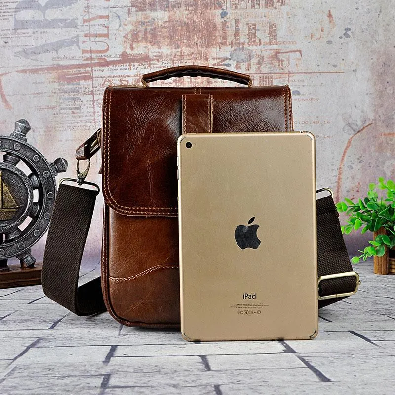 Cool Vintage Leather Mens Small Side Bag Messenger Bag Shoulder Bags for Men