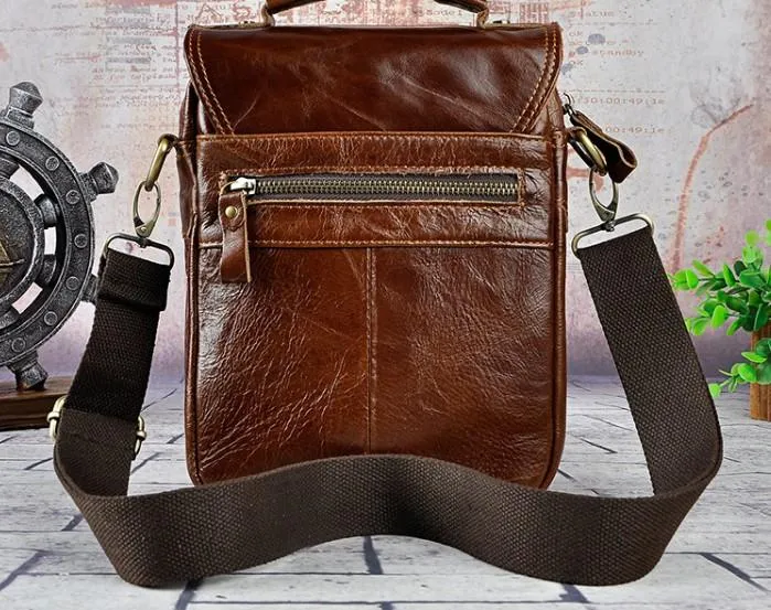 Cool Vintage Leather Mens Small Side Bag Messenger Bag Shoulder Bags for Men