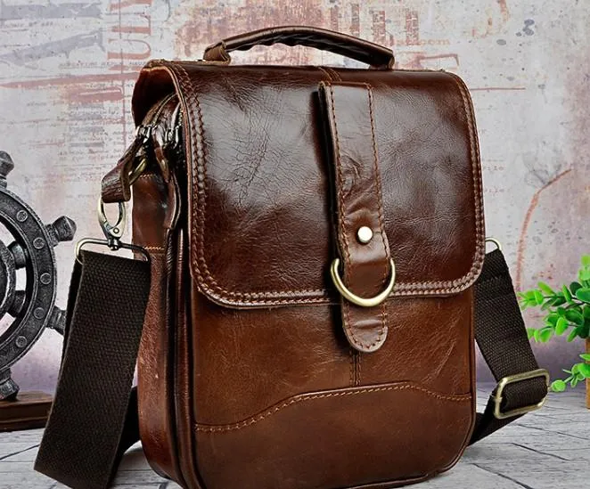 Cool Vintage Leather Mens Small Side Bag Messenger Bag Shoulder Bags for Men