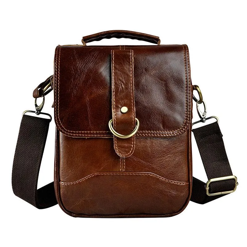 Cool Vintage Leather Mens Small Side Bag Messenger Bag Shoulder Bags for Men