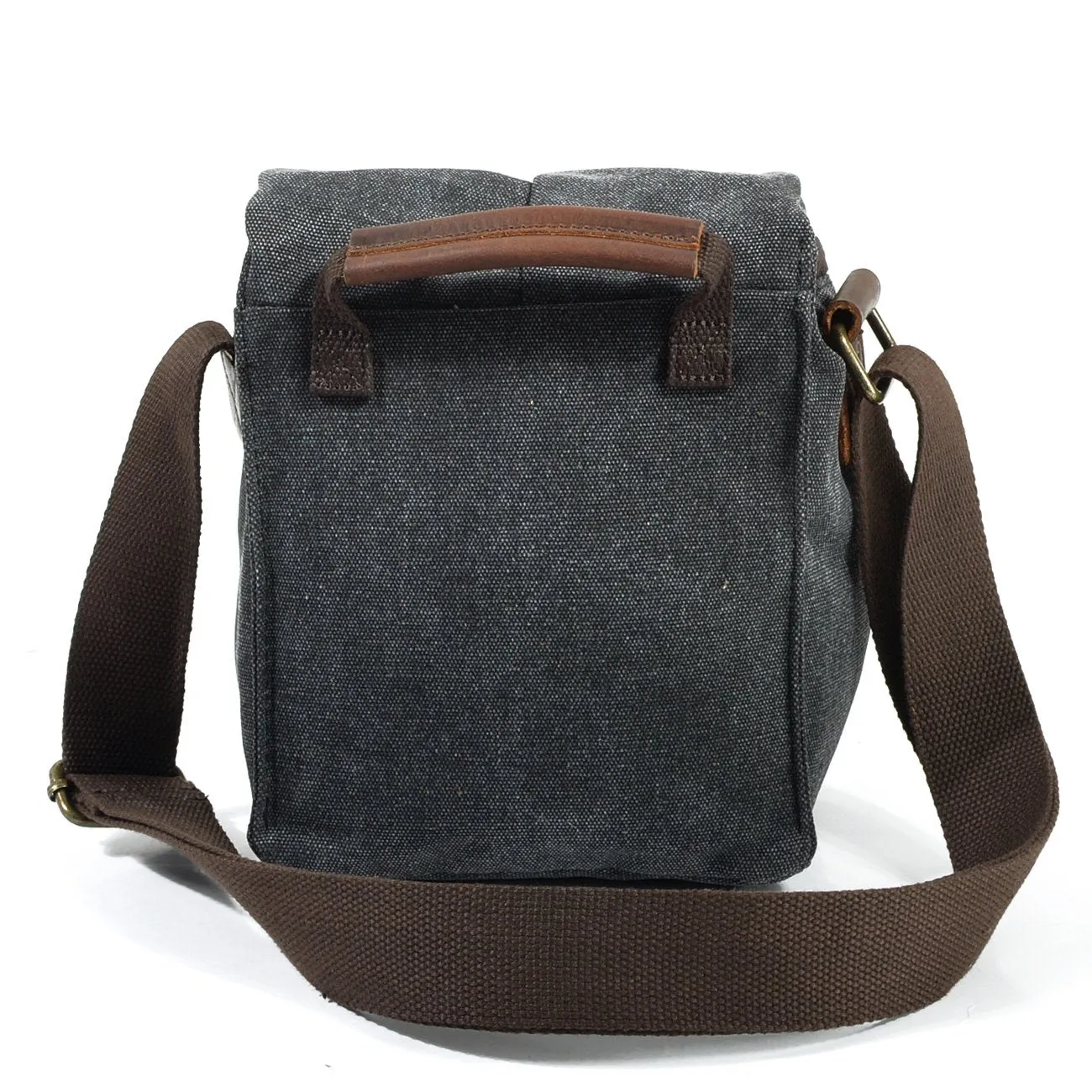 Cool Waxed Canvas Leather Mens Casual Waterproof Small Side Bag SLR Camera Bag Messenger Bag For Men