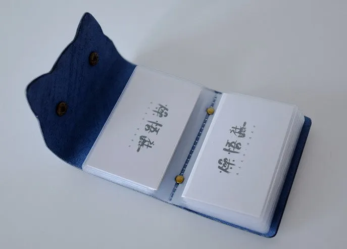 Cute Cat LEATHER Womens Small Card Wallet Leather Card Small Wallet FOR Women