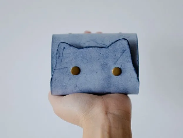 Cute Cat LEATHER Womens Small Card Wallet Leather Card Small Wallet FOR Women