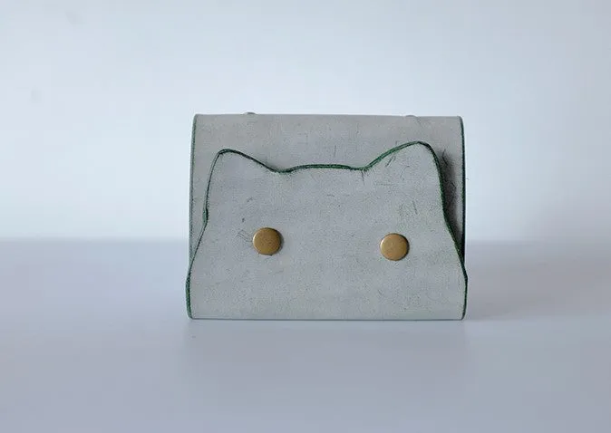 Cute Cat LEATHER Womens Small Card Wallet Leather Card Small Wallet FOR Women