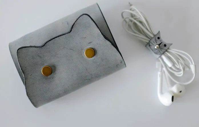 Cute Cat LEATHER Womens Small Card Wallet Leather Card Small Wallet FOR Women