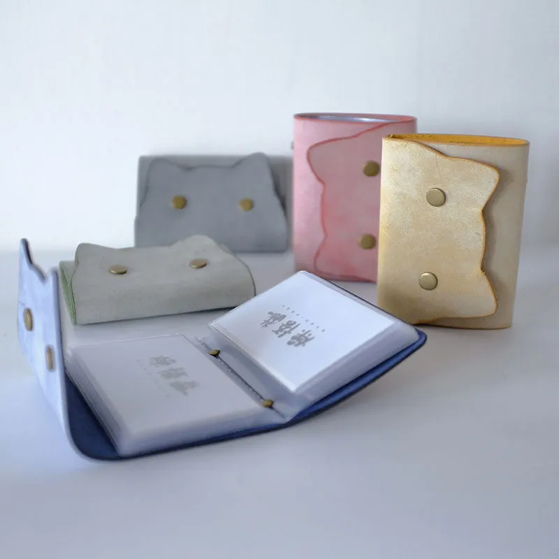 Cute Cat LEATHER Womens Small Card Wallet Leather Card Small Wallet FOR Women