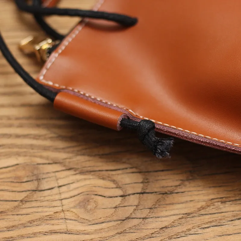 Cute LEATHER HandBag Brown Handmade WOMEN Small Side BAG Phone Purse FOR WOMEN