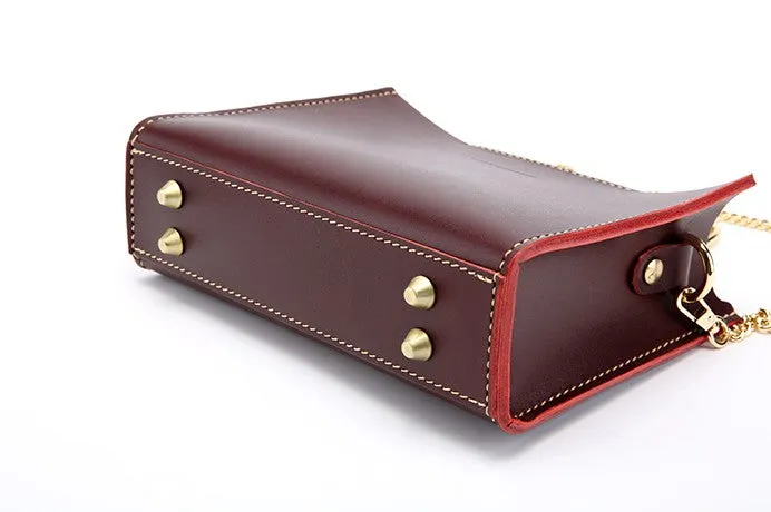 Cute Leather Red Womens Mini Chain Purse Handbag Chain Shoulder Bags for Women