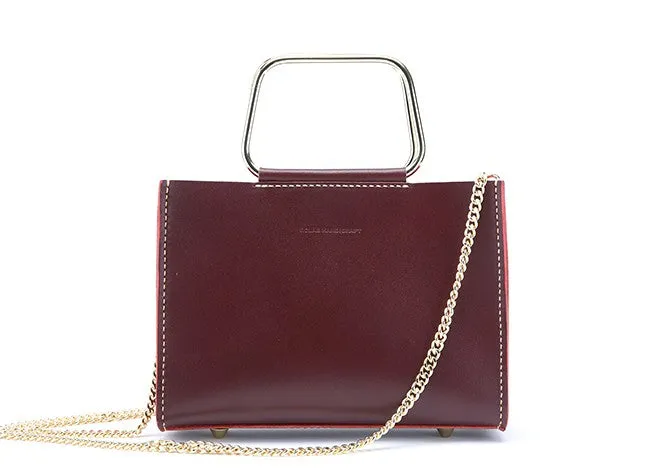 Cute Leather Red Womens Mini Chain Purse Handbag Chain Shoulder Bags for Women