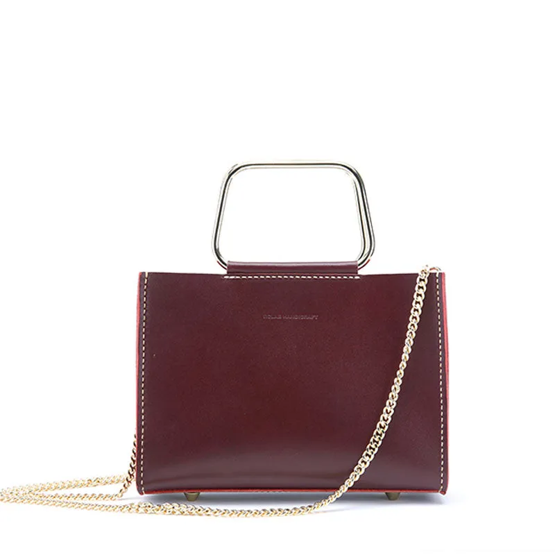 Cute Leather Red Womens Mini Chain Purse Handbag Chain Shoulder Bags for Women