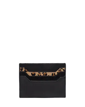 Cute Women Black Leather Card Holder Contrast Color Card Wallet Card Holder Credit Card Holder For Women