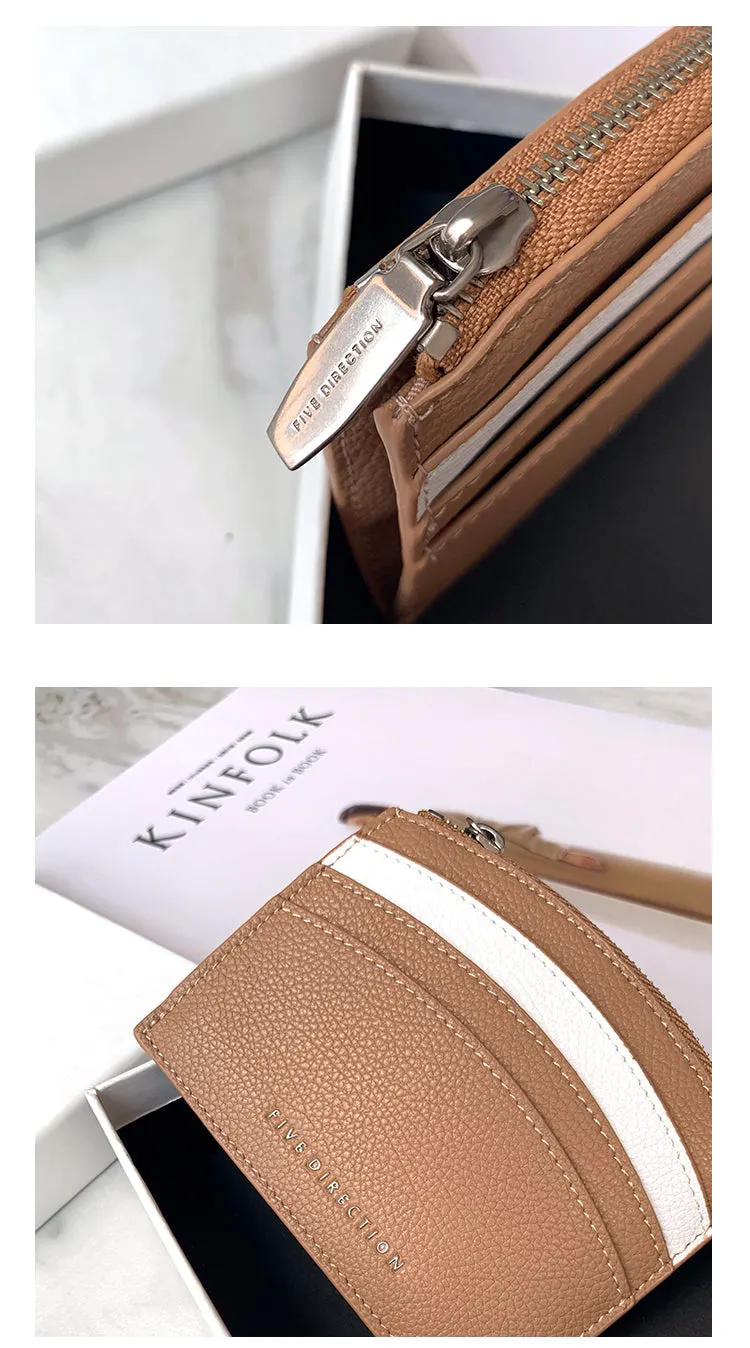 Cute Women Black Leather Card Holder Small Card Wallet Minimalist Credit Card Holders For Women
