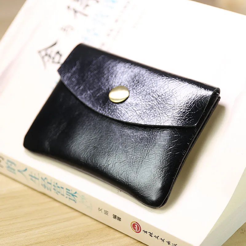 Cute Women Black Leather Mini Card Wallet Coin Wallets Slim Change Wallets For Women