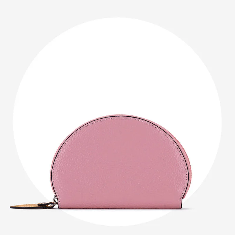 Cute Women Black Leather Slim Zipper Wallet Small Card Holder Round Change Coin Wallet For Women