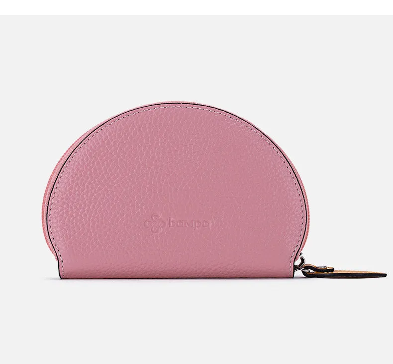Cute Women Black Leather Slim Zipper Wallet Small Card Holder Round Change Coin Wallet For Women