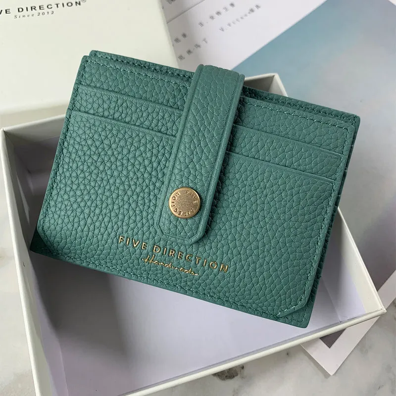 Cute Women Black Leather Small Card Holders Card Wallet Slim Card Holder Credit Card Holder For Women