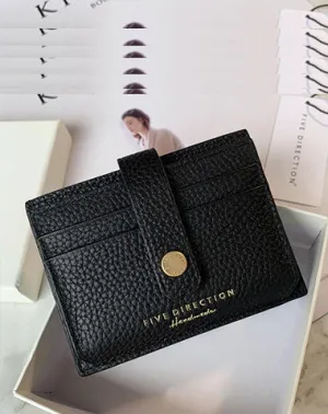 Cute Women Black Leather Small Card Holders Card Wallet Slim Card Holder Credit Card Holder For Women