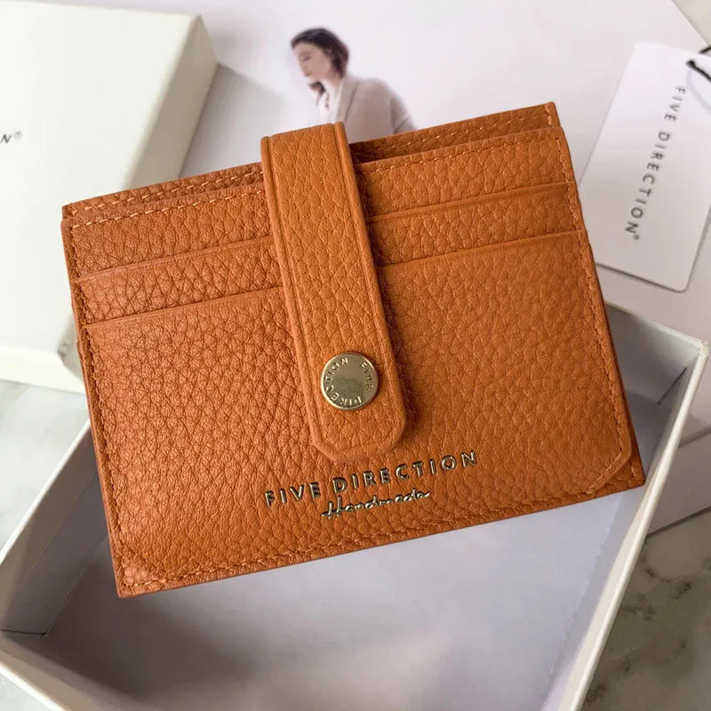 Cute Women Black Leather Small Card Holders Card Wallet Slim Card Holder Credit Card Holder For Women