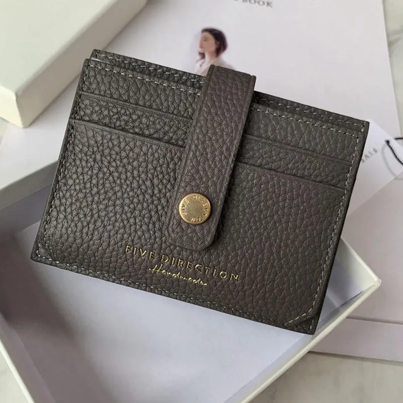 Cute Women Black Leather Small Card Holders Card Wallet Slim Card Holder Credit Card Holder For Women