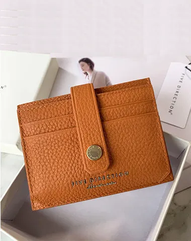 Cute Women Black Leather Small Card Holders Card Wallet Slim Card Holder Credit Card Holder For Women