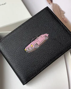 Cute Women Black SheepSkin Slim Card Holders Small Card Wallet Card Holder License Holder For Women