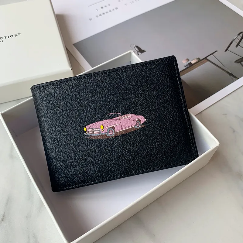 Cute Women Black SheepSkin Slim Card Holders Small Card Wallet Card Holder License Holder For Women