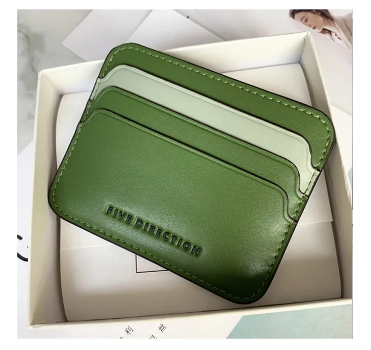 Cute Women Black Vegan Leather Card Holders Slim Card Wallet Minimalist Credit Card Holder For Women