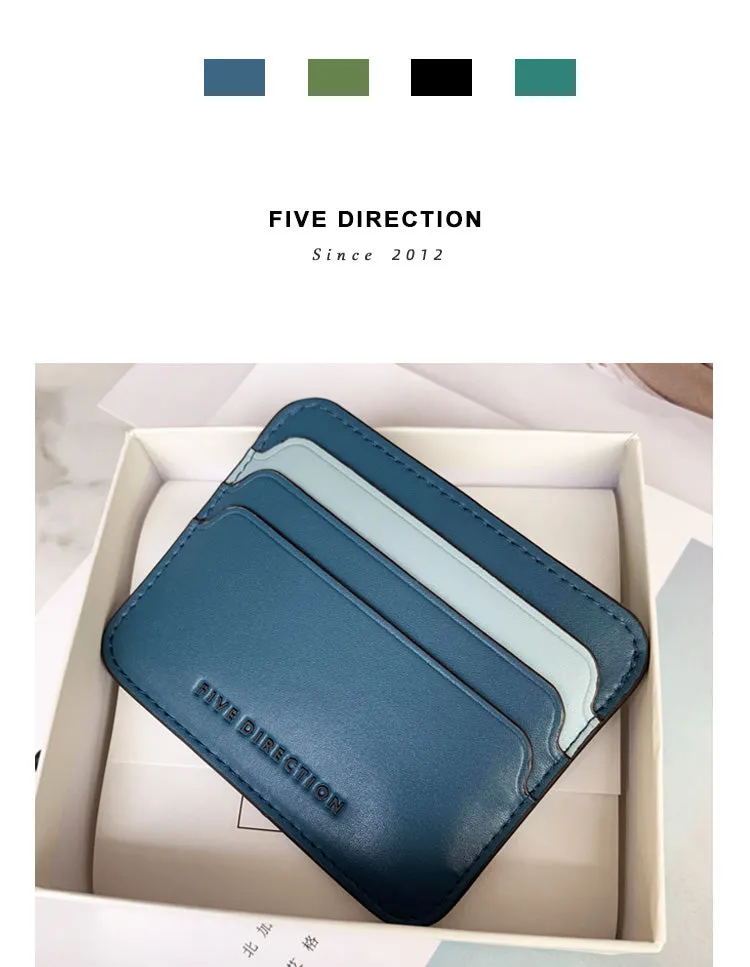 Cute Women Black Vegan Leather Card Holders Slim Card Wallet Minimalist Credit Card Holder For Women