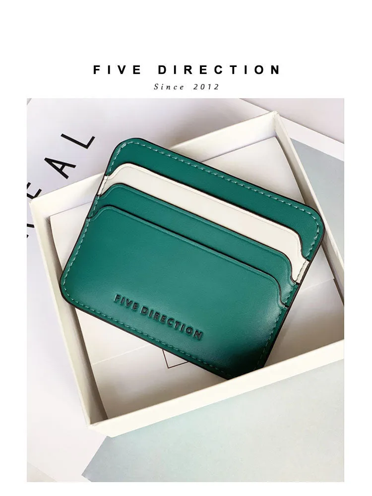 Cute Women Black Vegan Leather Card Holders Slim Card Wallet Minimalist Credit Card Holder For Women