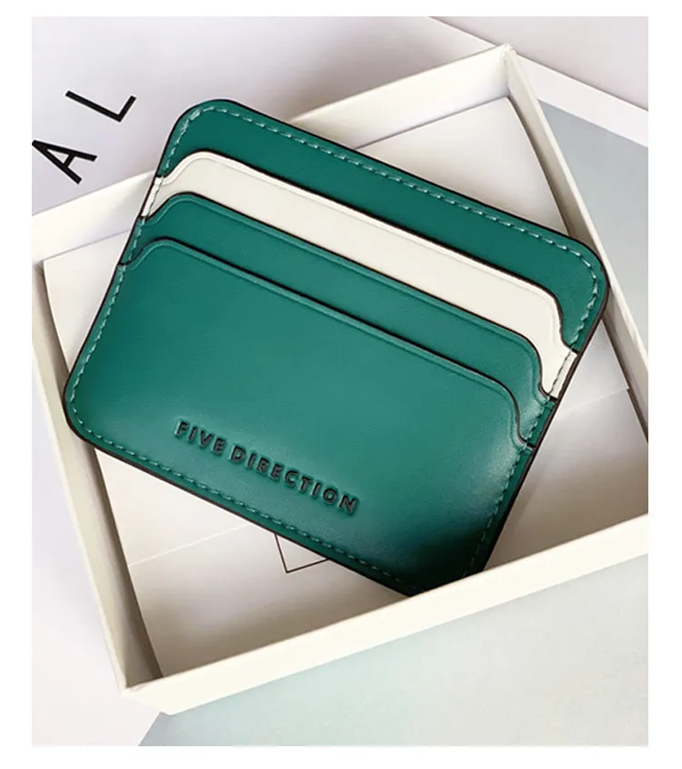 Cute Women Black Vegan Leather Card Holders Slim Card Wallet Minimalist Credit Card Holder For Women