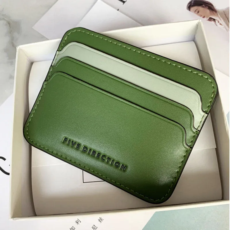 Cute Women Black Vegan Leather Card Holders Slim Card Wallet Minimalist Credit Card Holder For Women
