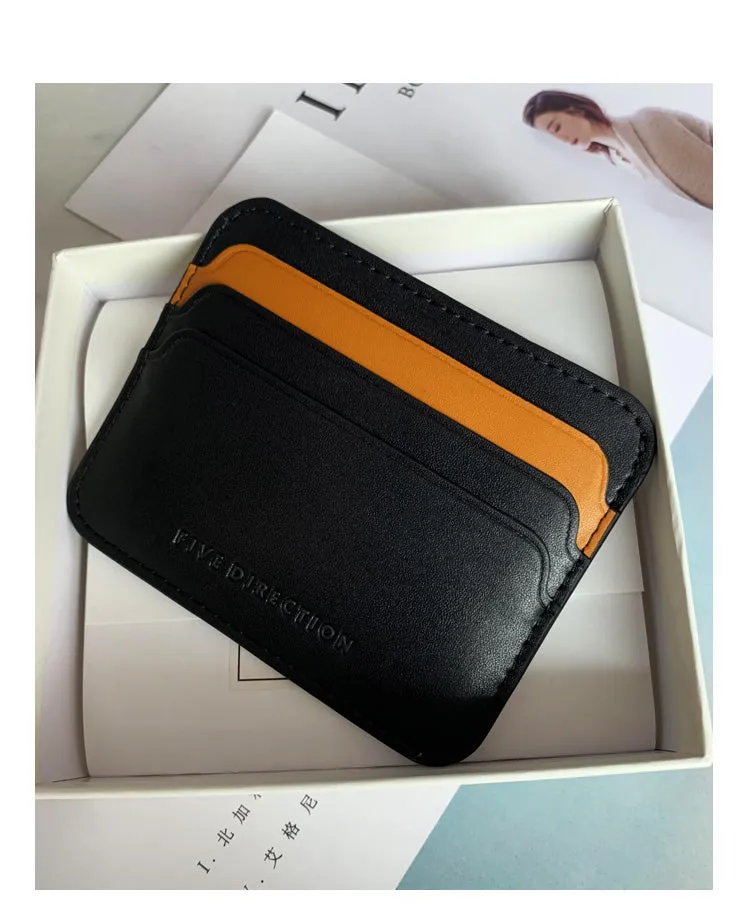 Cute Women Black Vegan Leather Card Holders Slim Card Wallet Minimalist Credit Card Holder For Women