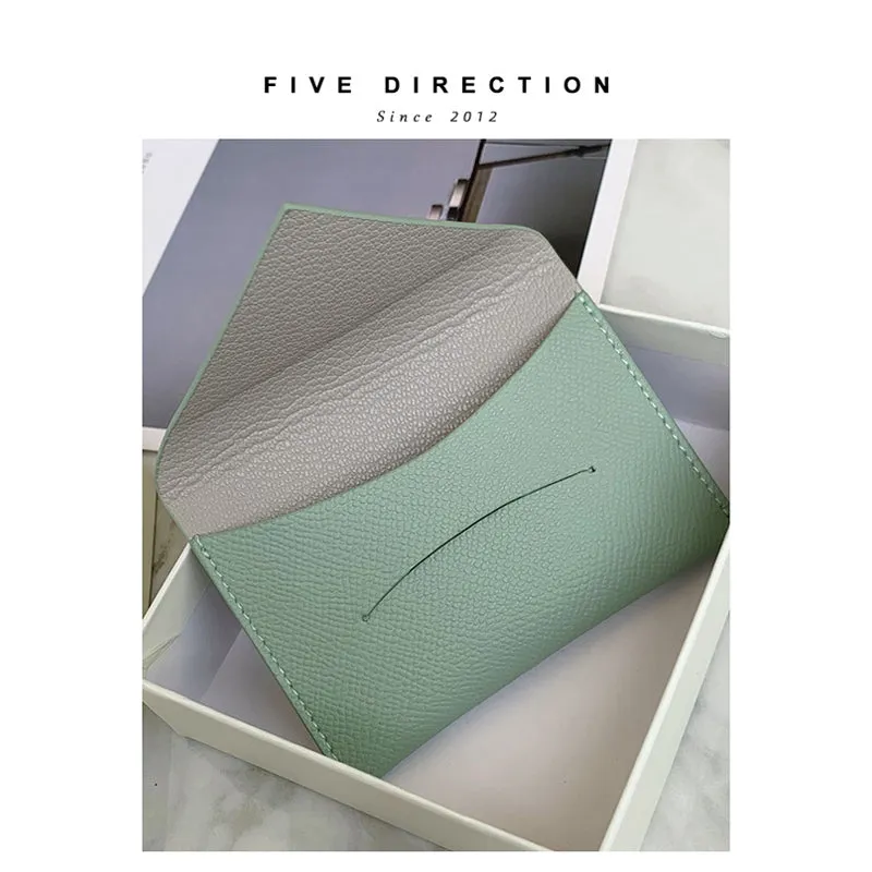 Cute Women Black Vegan Leather Slim Card Holder Card Wallets Slim Change Wallet Credit Card Holder For Women