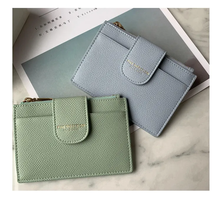 Cute Women Black Vegan Leather Slim Card Wallet Card Holder Wallet Change Wallet For Women