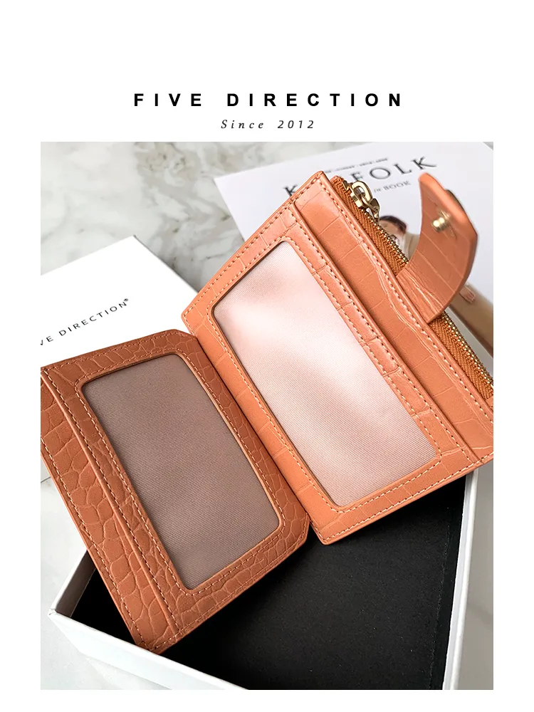 Cute Women Black Vegan Leather Small Card Holder Crocodile Pattern Card Wallets Slim Card Holders Credit Card Holder For Women