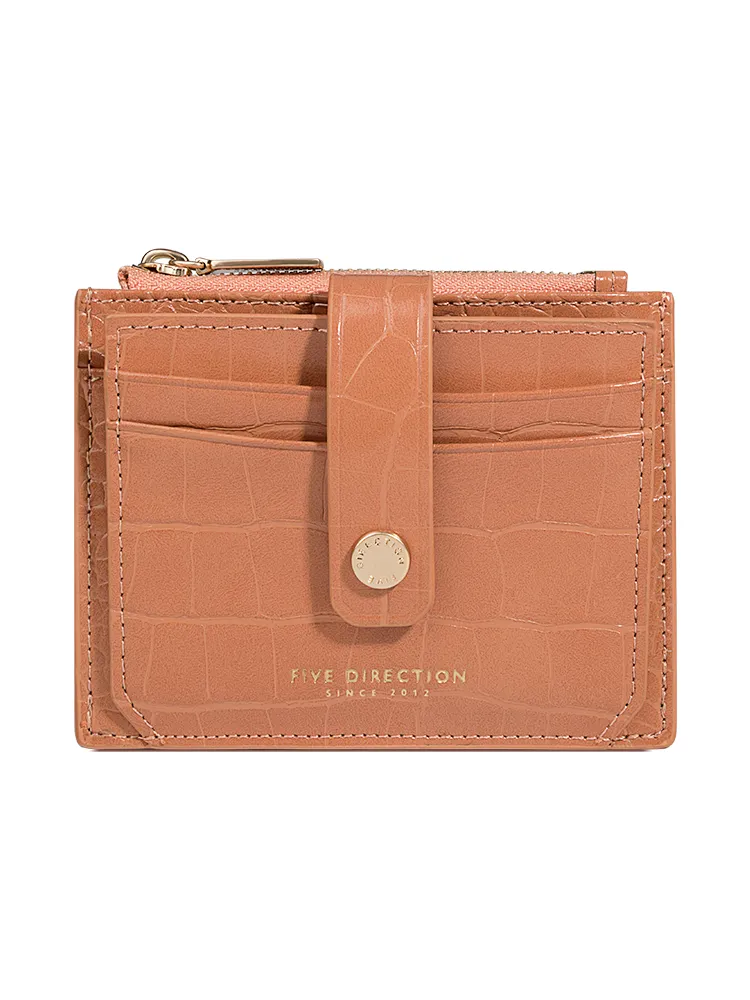 Cute Women Black Vegan Leather Small Card Holder Crocodile Pattern Card Wallets Slim Card Holders Credit Card Holder For Women