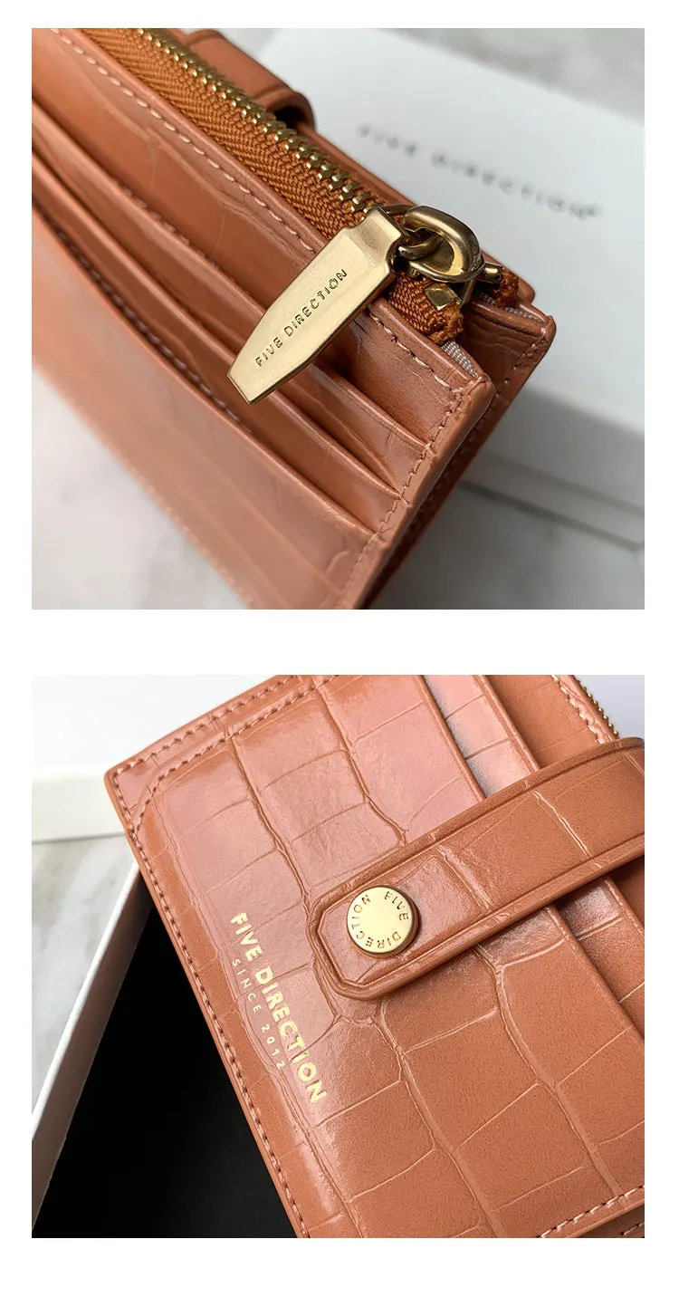 Cute Women Black Vegan Leather Small Card Holder Crocodile Pattern Card Wallets Slim Card Holders Credit Card Holder For Women