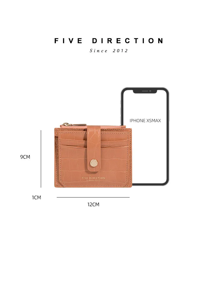 Cute Women Black Vegan Leather Small Card Holder Crocodile Pattern Card Wallets Slim Card Holders Credit Card Holder For Women