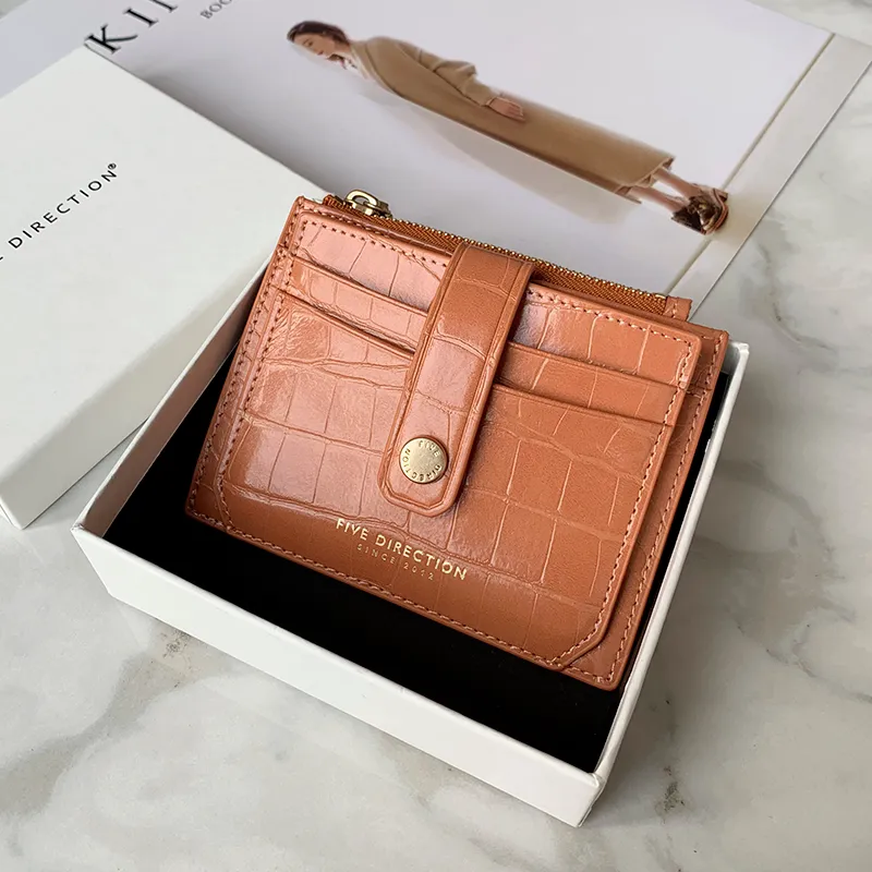 Cute Women Black Vegan Leather Small Card Holder Crocodile Pattern Card Wallets Slim Card Holders Credit Card Holder For Women