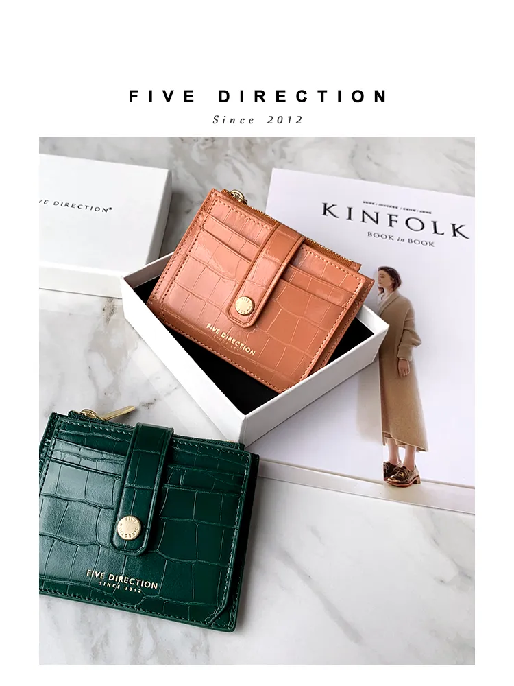 Cute Women Black Vegan Leather Small Card Holder Crocodile Pattern Card Wallets Slim Card Holders Credit Card Holder For Women
