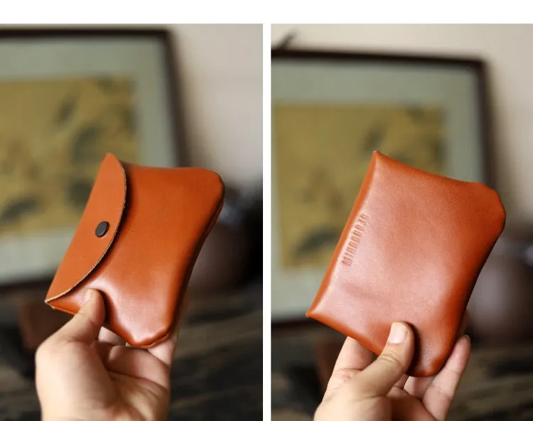 Cute Women Coffee Leather Card Holder Coin Purse Minimalist Coin Wallet For Women