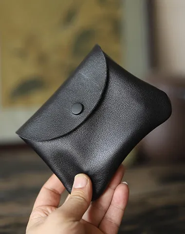 Cute Women Coffee Leather Card Holder Coin Purse Minimalist Coin Wallet For Women