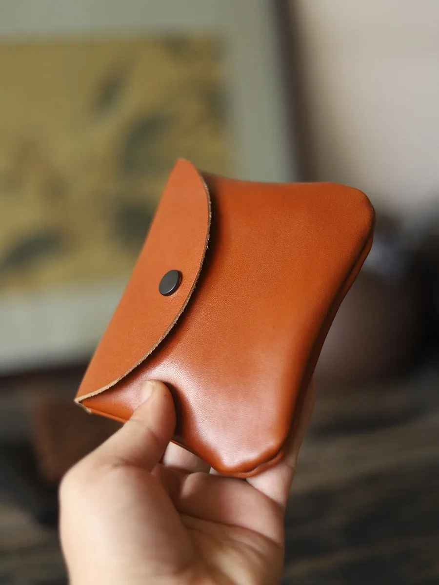 Cute Women Coffee Leather Card Holder Coin Purse Minimalist Coin Wallet For Women
